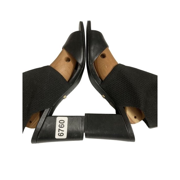 Arezzo women size 8.5 black ankle sock 3.5 in heel open toe pumps shoes brazil - Picture 5 of 7